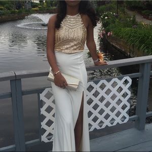 IVORY AND GOLD PROM DRESS